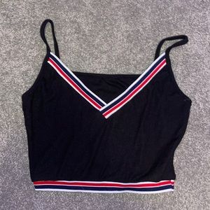 tank top with dark blue red and white outlines